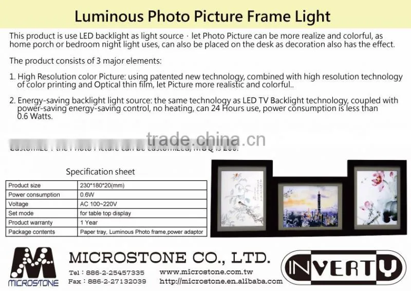 MICROSTONE desktop type for compact design ART frame light