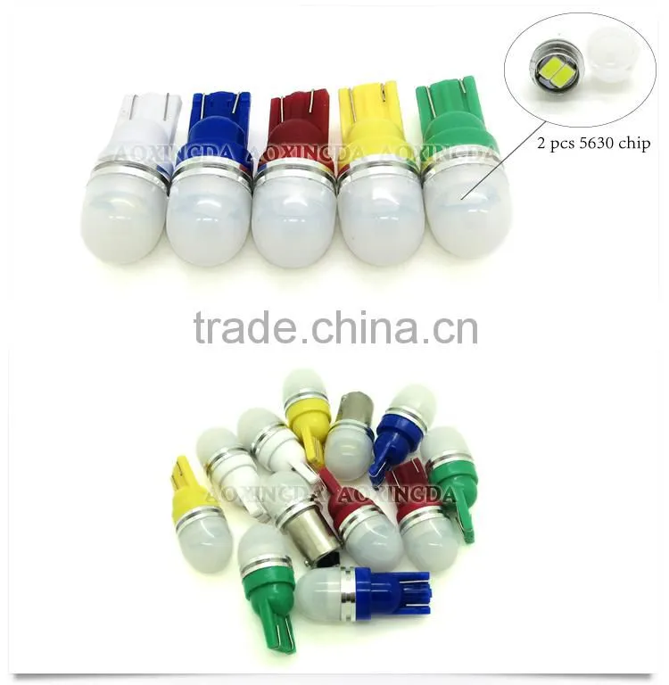 6.3V 5630 2 LEDs wedge T10 555 LED light bulb with milk white lens for pinball