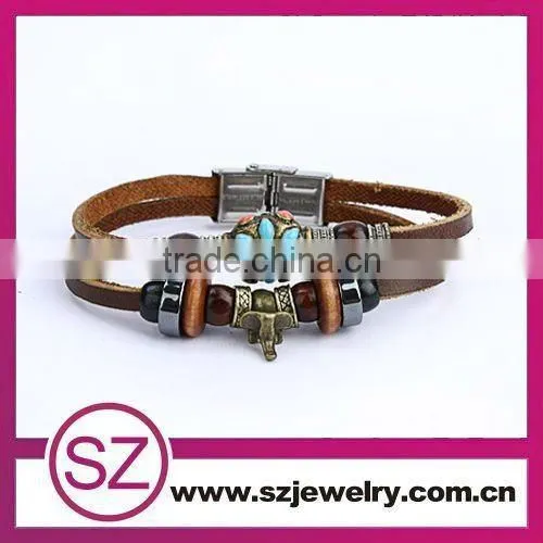 2013 wholesale hot sell Jewelry Clasp Leather Jewelry Bracelet Vners