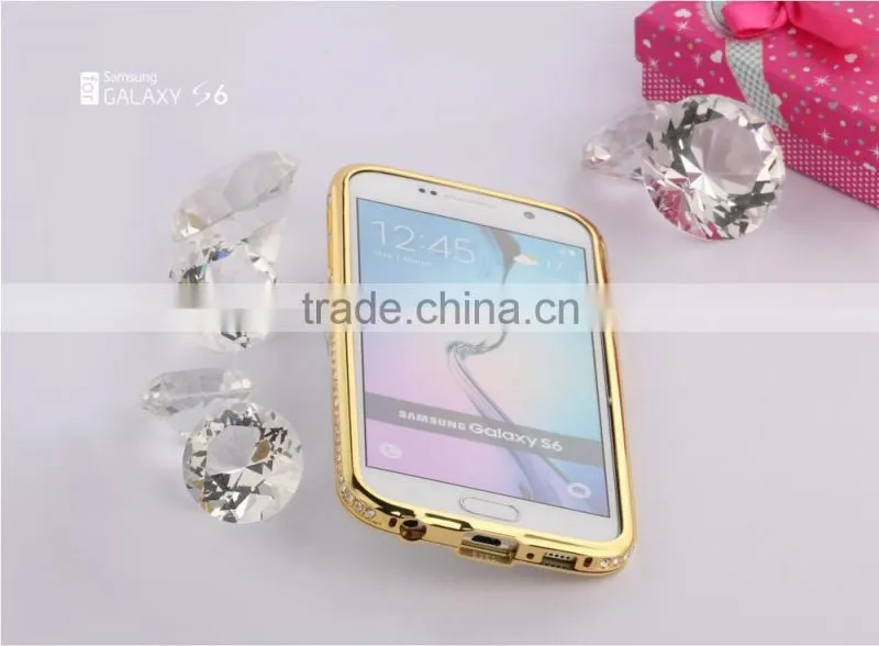 SHENGO High Quality Metal Crystal Phone Bumper Case for Samsung Galaxy S6