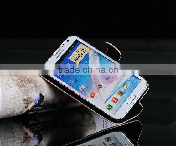 N7100 Glossy Leather Case for Samsung Galaxy Note2 2, Wallet Leather Case, N7100 Glossy Book Style Leather Case