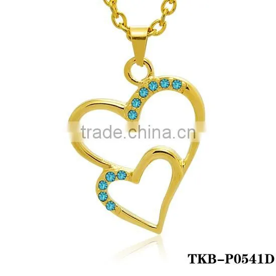 Gold Plated Enclosed Crystal Hollow Heart Shape Pendant Light Modern Necklace