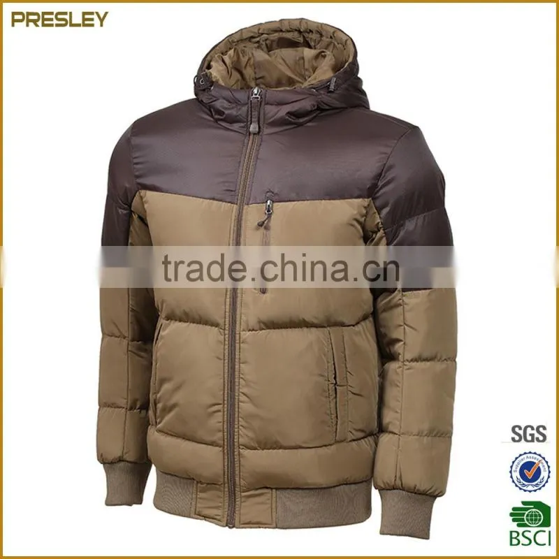 BSCI oem high quality winter brown men's down jacket coat made in china