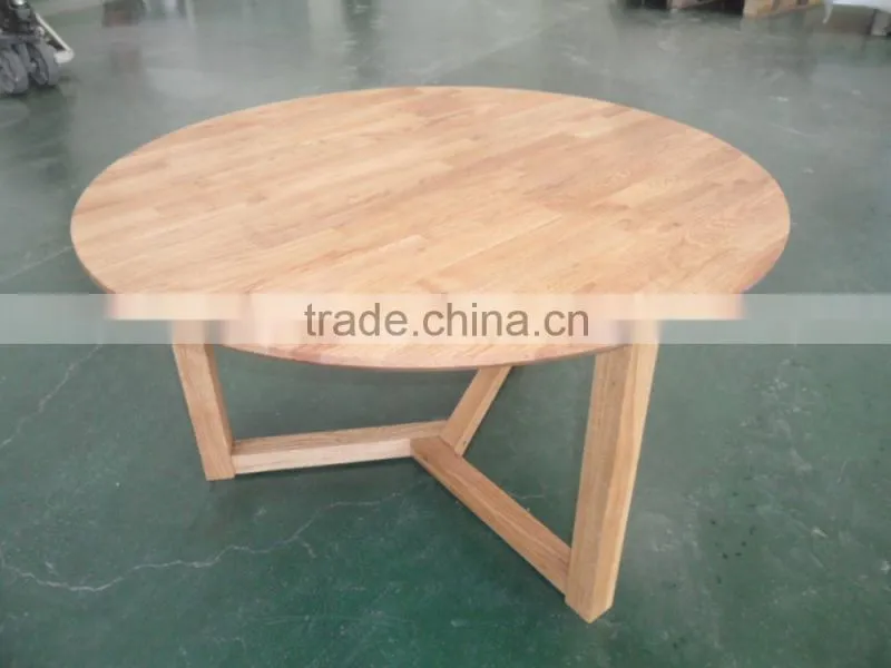 Modern Simple Foldable Oak Solid Wood Round Coffee Table