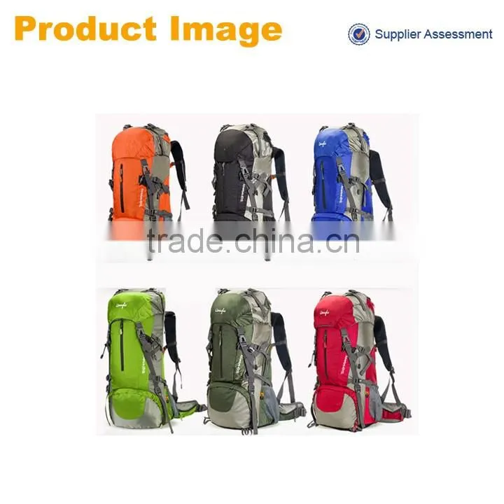 2016 wholesale 50L fashion outdoor backpack, durable sport bag pack for hiking