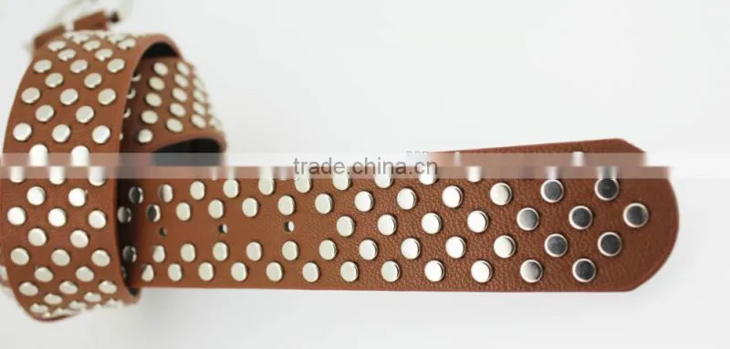 Women FULL flat metal fashion PU beaded belts with shiny rhinestone accessories for jeans