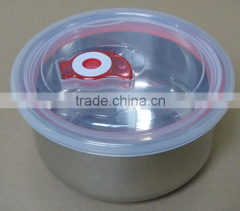 3 PCS stainless steel 201 keep fresh bowl with transparent PP lid & seal ring and lock