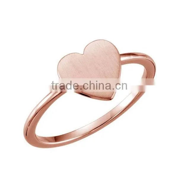 925 Sterling silver gilded heart plain ring