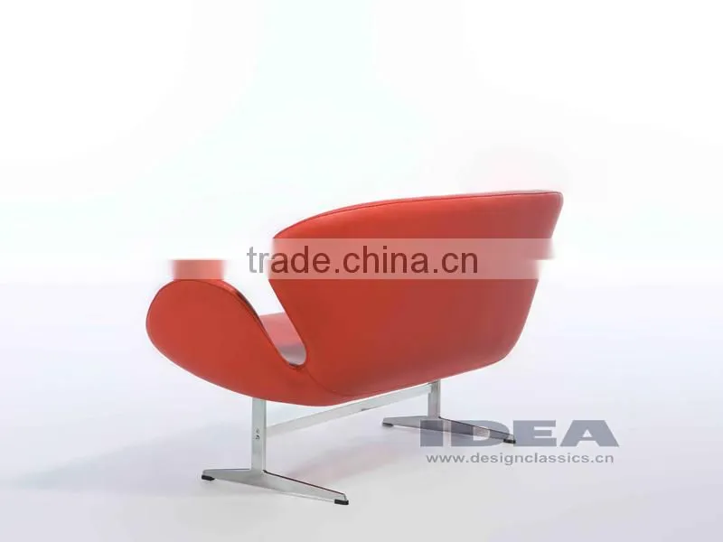 Replica Arne Jocabsen Swan Chair Loveseat - Red Genuine Leather