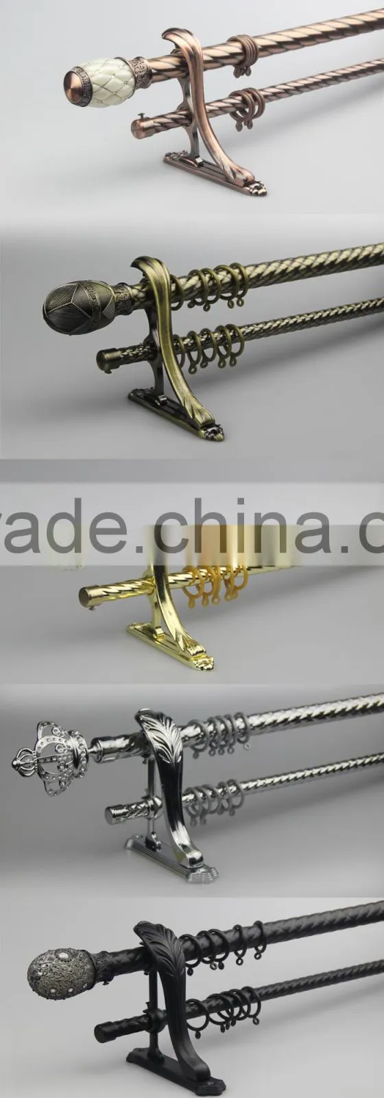 Fashion design plating iron double curtain rod for home decoration