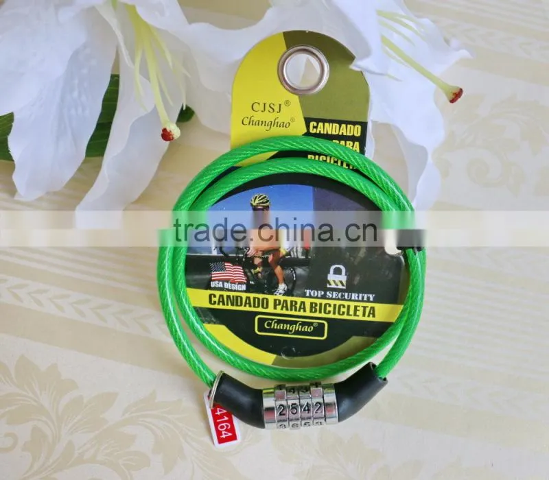 outdoor security product 4-digital combination bike cable lock factory