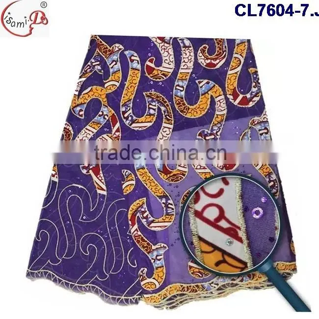 CL7604 Hot sell african market wax lace fabric for women making dress,ankara lace