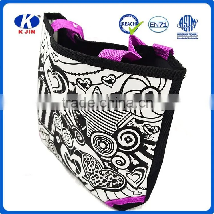 cheap nylon foldable handle tote coloring bags special with a set of water color for kids