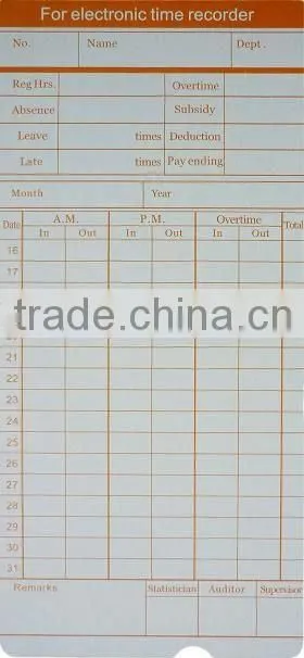 time cards 50pcs or 100pcs/ bag, for relogios de ponto/ time recorder