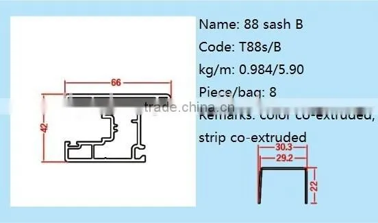 88mm sliding sash/upvc profile sash