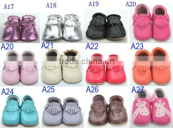 Popular all market 100% sheep leather fringes baby Moccs