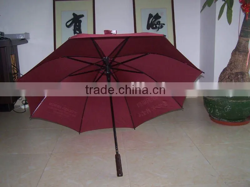 2015 red double fluted ribs wholesale golf umbrella