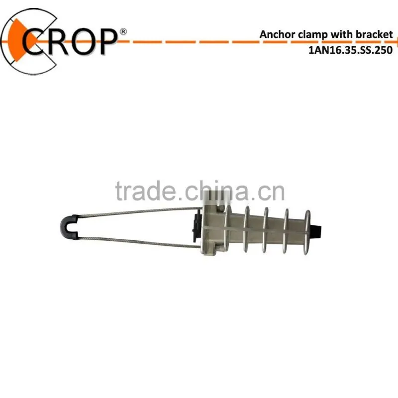 Overhead line anchor clamp with bracket