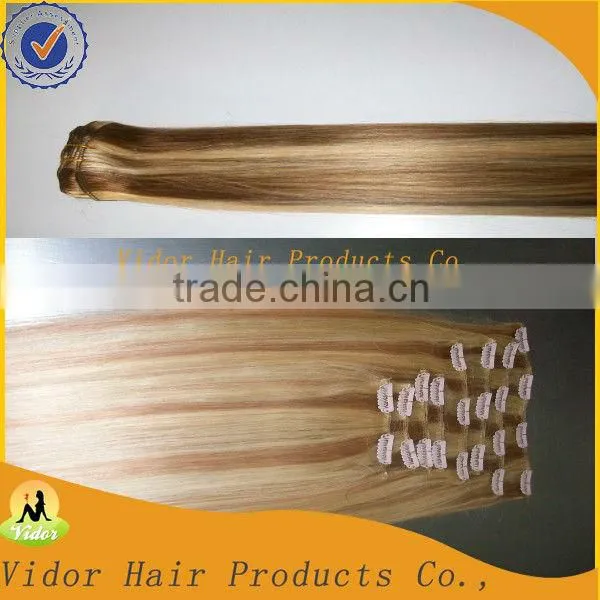 Remy clip in hair extension/top quality full head clip in hair Extensions