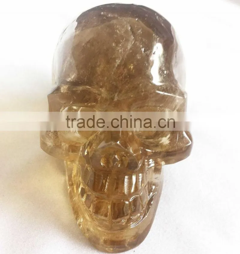 Natural Crystal High Quality Smoky Quartz Skull Carving