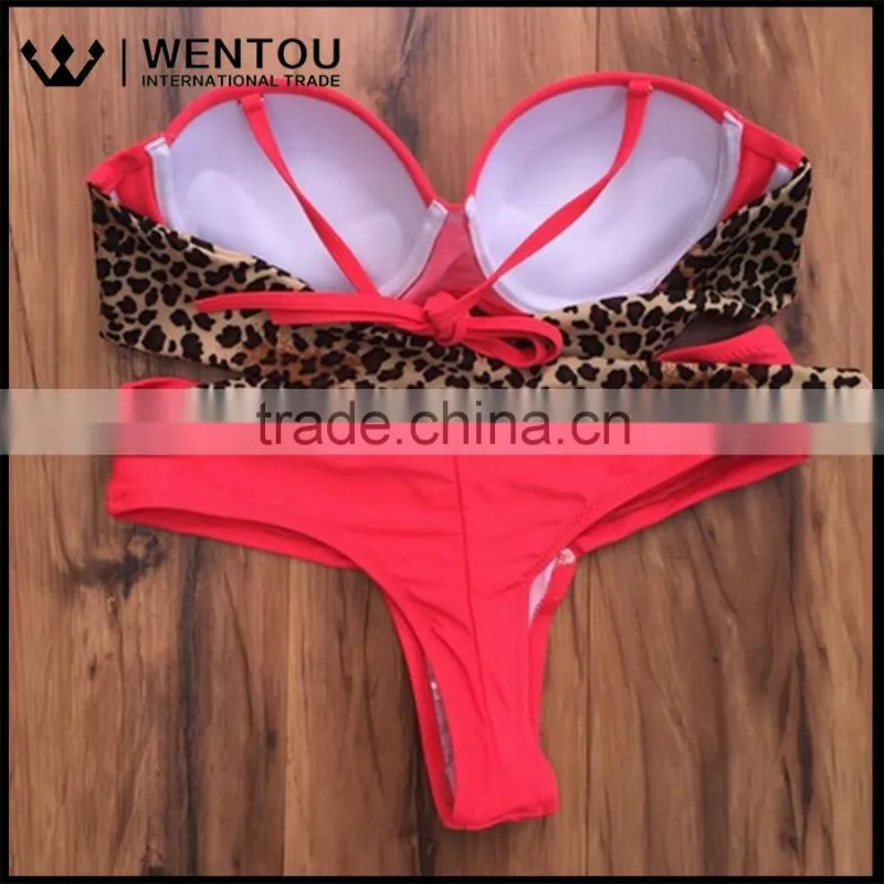 Summer Push Up Beach Print Leopard Bikini Swimwear 2016