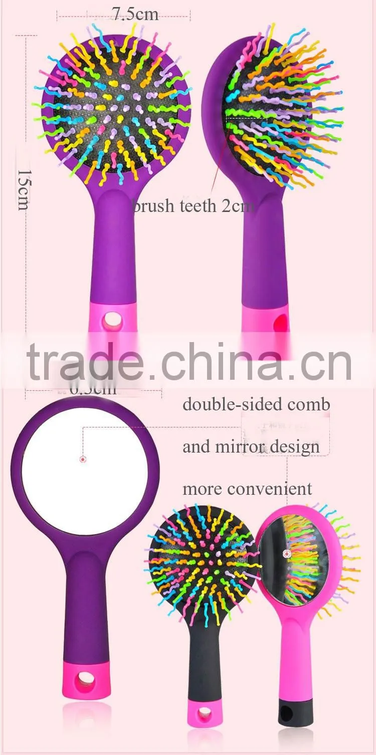 Abundant hair & antistatic Detangling Comb Eyecandy Rainbow wave curly plastic Hair Brush