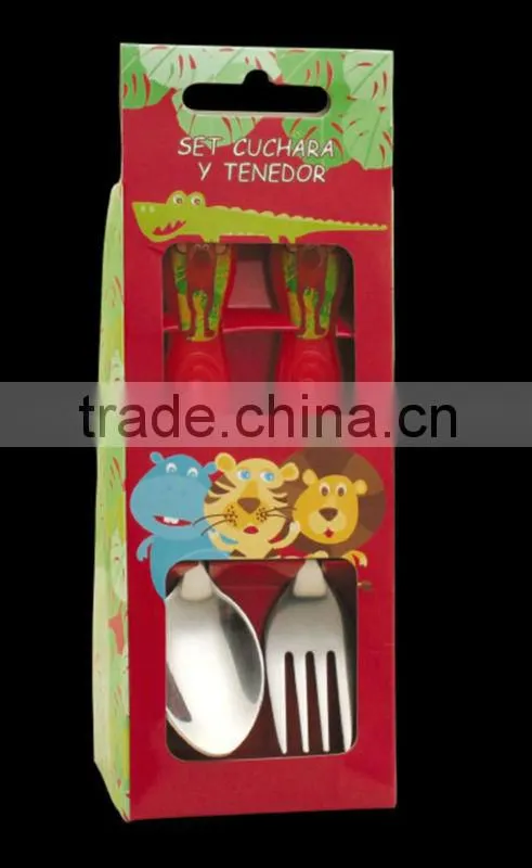 Stainless steel plastic handle children cutlery set