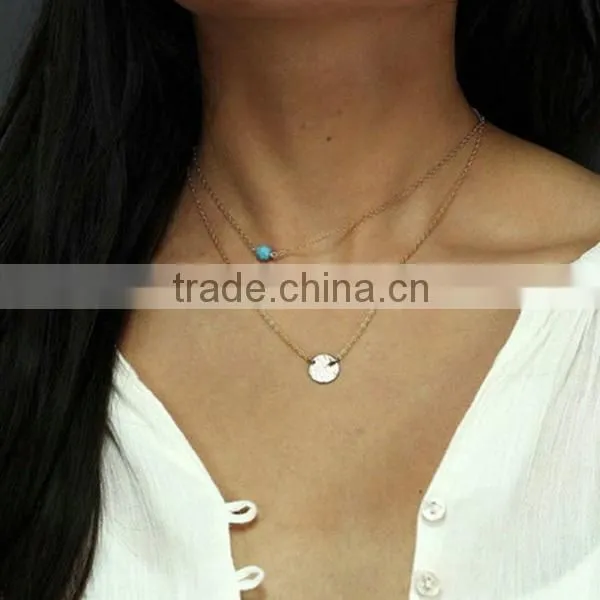 copper beads short model thin gold chain necklace