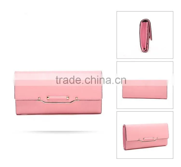 OEM design smart saffiano wallet with metal chain