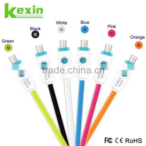 Ultra Thin USB Cable for Mobile Phone Soft USB Data Transfer Cable Charger with LED Light