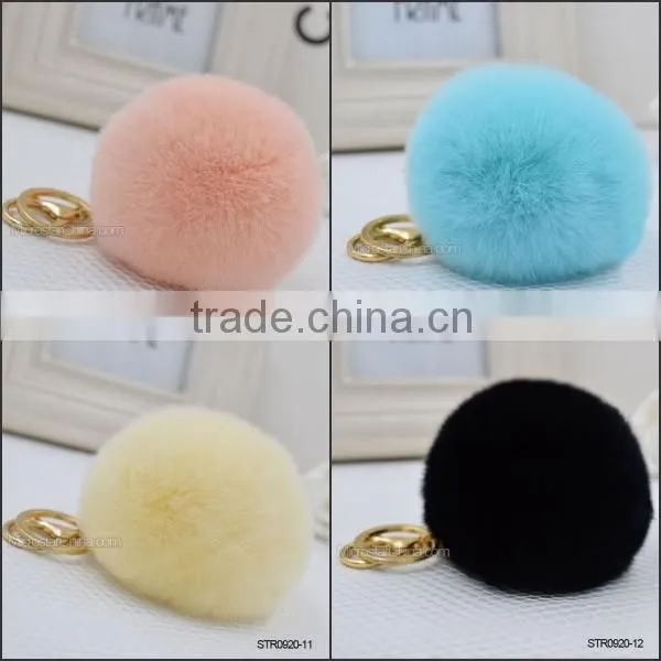 Cute Genuine Rabbit Fur Ball Pom Pom Key Chain Car Handbag Charm Key Chain