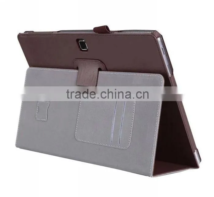 Leather book case for Samsung Galaxy Tab Pro S with Elastic Hand Strap, Card Holder, stylus