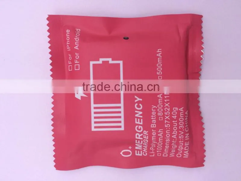 Hot sell one time power bank 1000mah mini backup charger for outdoor use