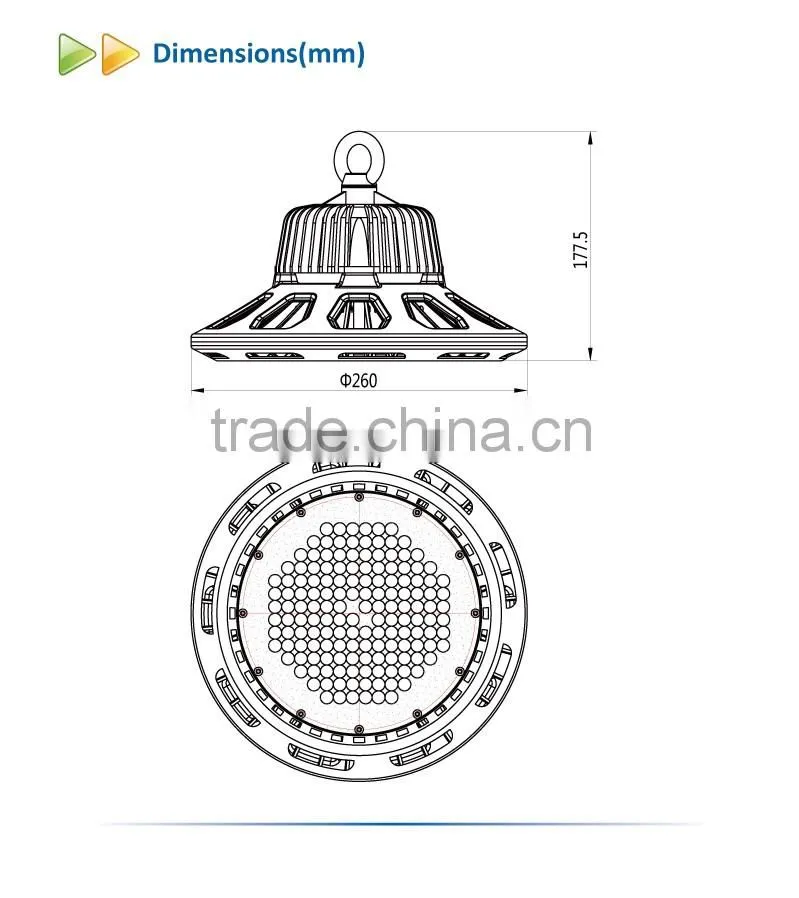 2016 90 degree factory direct sale UFO led high bay light 80w IP65 LED high bay light