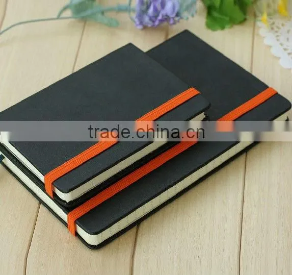Leather pocket hardcover notebook with elastic rope