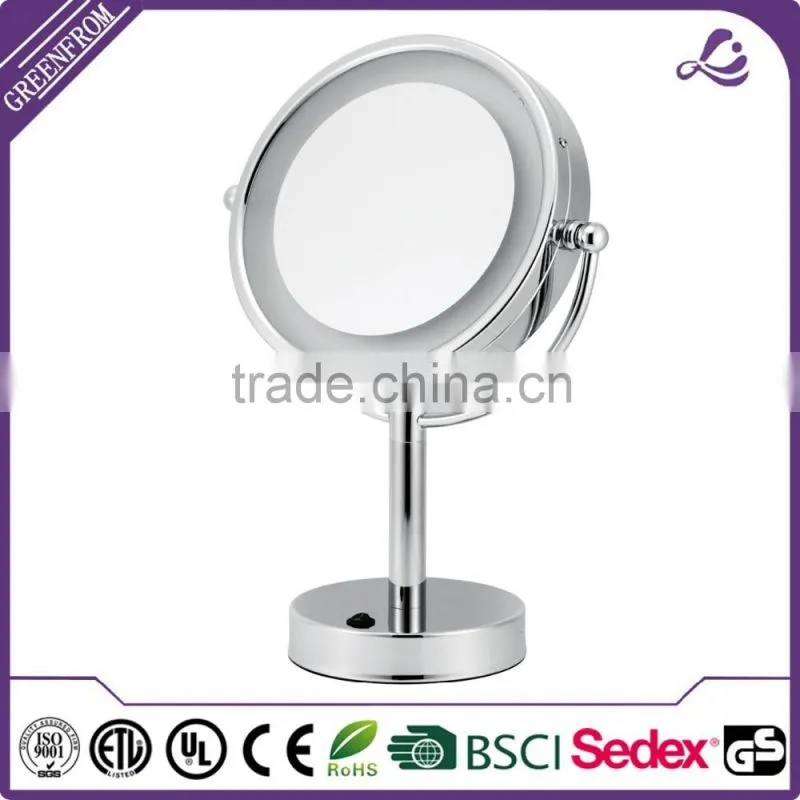 Elegant LED Lighted Two-side Desktop Countertop Makeup Vanity Cosmetic Mirror 1x / 10x Magnifying with Adjustable Light Intensit