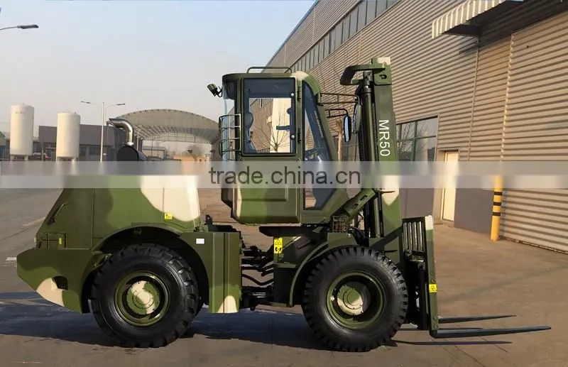 4WD 5 ton diedel powered all terrain pallet forklift for sale