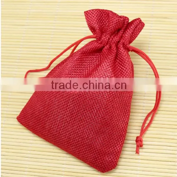Promotional drawstring linen bag, jute drawstring pouch, bulk gift bags
