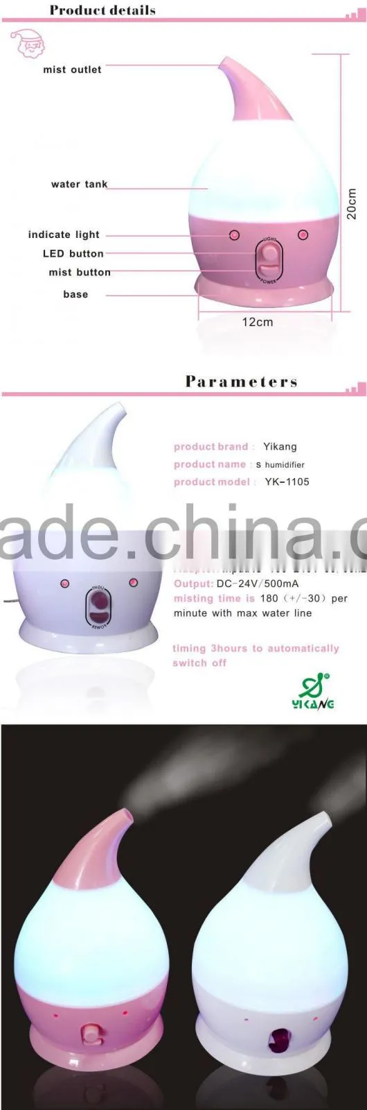 Mini Portable Tabletop Ultrasonic Cool Mist Diffuser and air humidifier