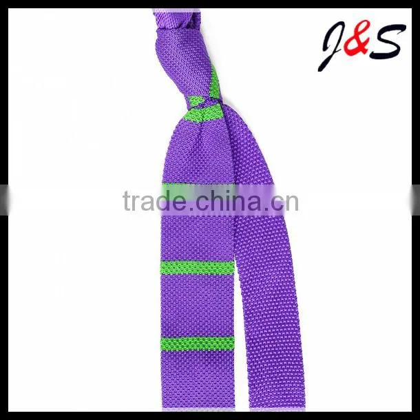 100% polyester knitted neck tie 2014 latest design purple stripe
