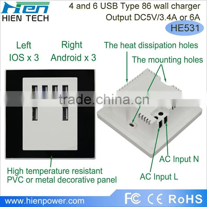 USB wall socket 6 USB charging ports