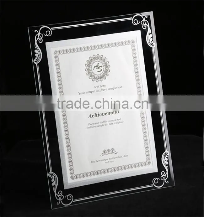 Made in china clear acrylic frameless picture frame with screw A4