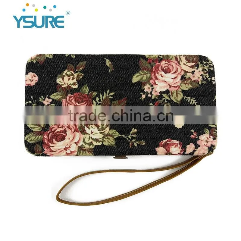 2016 New Style Jean Material Lady Wallet Metal Cases for Universal Mobile Phone, with Mirror and Card Slots