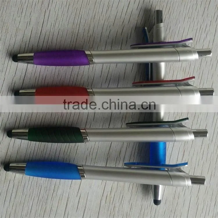 High demand export products Lacquer silver barrel 2 in 1 touch screen stylus pen