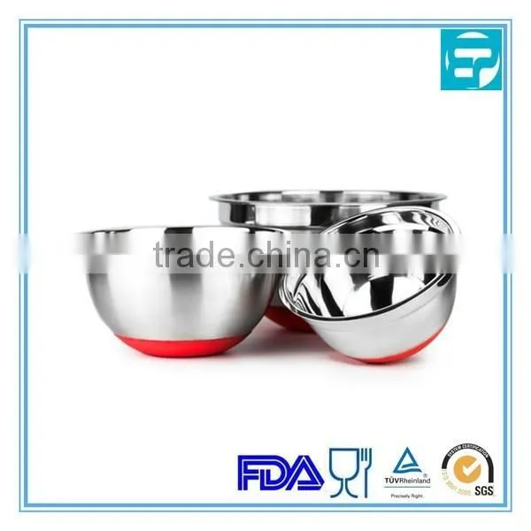3pcs set Stainless Steel mixing bowls with silicone bottom