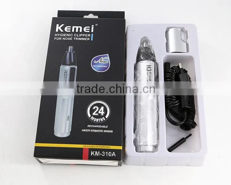 KM-310A Fashion Electric Rechargeable Nose & Ear Hair Trimmer Safety Manual Nursing Trimmer