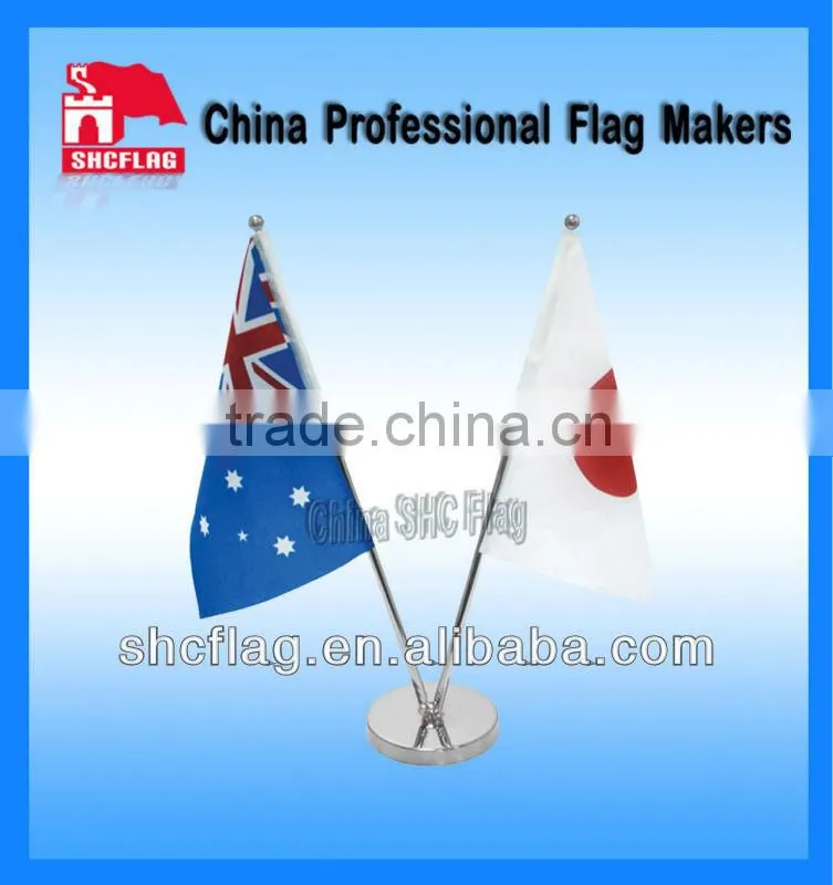 custom national table top flag with metal base and stick