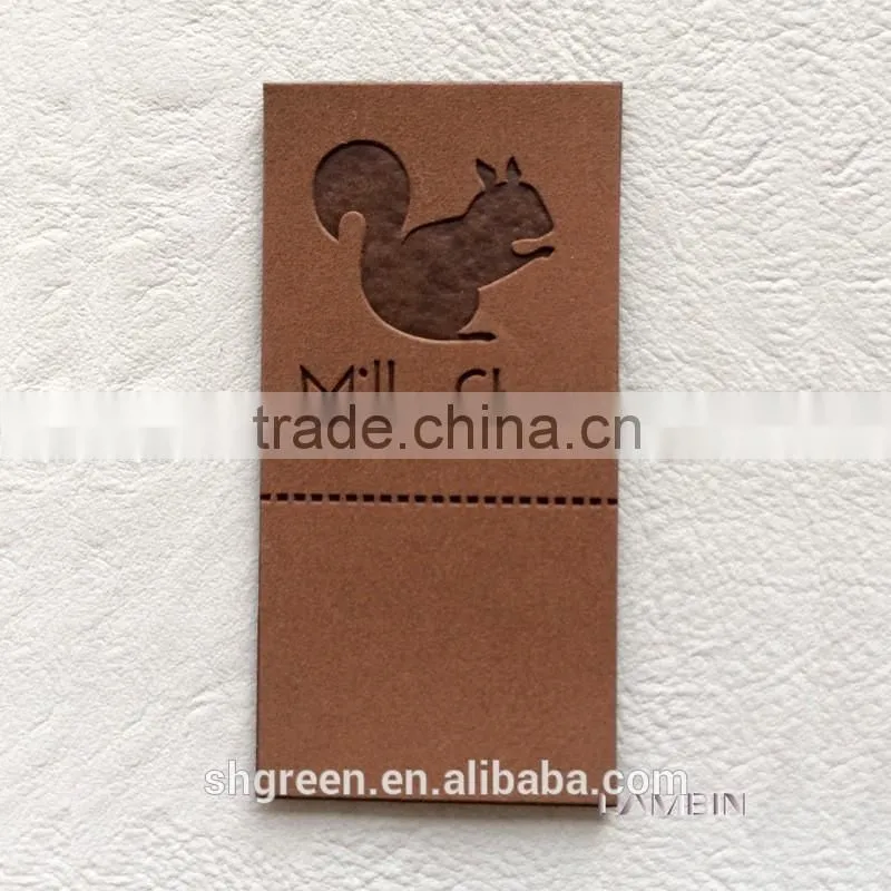 Chair leather emblem with sewing lines