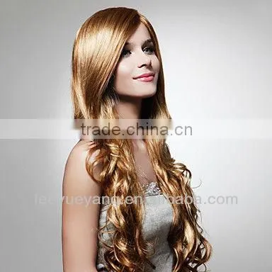 Capless Extra Long High-end Synthetic Golden Brown Curly Hair Wig