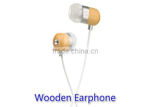 Wooden earbuds with mic 3.5mm universal 1.3M cable earphones